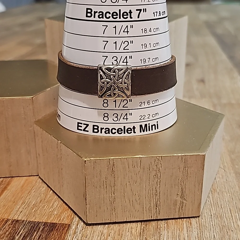 Vintage Celtic Emblem Brown Leather Bracelet.